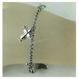 8in cross charm bracelet in platinum bond