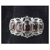 Size 7 Mozambique garnet 5 stone platinum bond