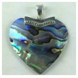 Sterling silver abalone shell heart pendant