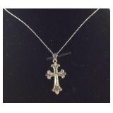 18in Italian Sterling gothic style cross pendant