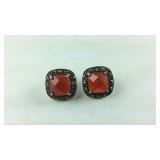 Vintage Earrings Carnelian & Marcasite Stones