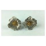 Flowered Earrings Silver And Amber Color 10