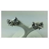 Silver Earrings With CZ Stones Shaped Like Bows 3