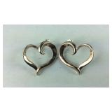 Heart Shaped Sterling Silver Earrings  7 grams,