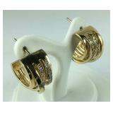 Small Hooped Earrings Gold Tone Sterling Silver