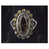 Vintage Amber Ring Surrounded With Small