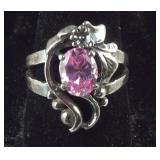 Sterling Silver Ring With Pink Stone 5.1 grams,