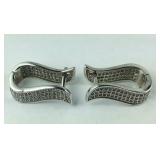 Sterling Silver Earrings With Tiny Stones 6.7