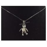 Sterling Silver Necklace With A Bear Pendant 7.1