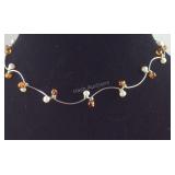 Sterling Silver  Choker Style Necklace With Amber