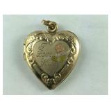Gold Plated Heart Pendant "I Love You", size 3/4"