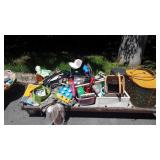 Skid of kids toys, baseball bat, record, baskets,