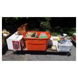 Skid lot of of books, movies,  storage solutions,