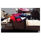 Skid lot of with blankets,  backpack,