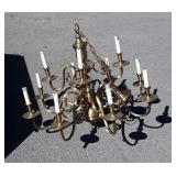 large 12 bulb chandelier hand-rubbed antique