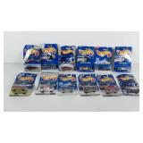 Twelve hotwheels cars, includes 1997-1999 First