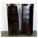 Two display cabinets, left and right side, finish
