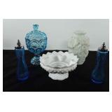 Glassware, includes Fenton milk glass hobnail