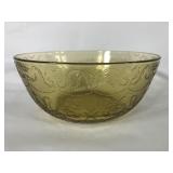 Amber Depression glass deep serving bowl, Madrid