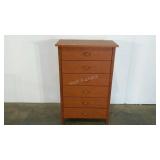 Laminate chest of drawers, plastic pulls, 16 x 29