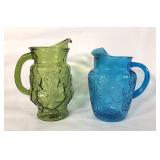 Two Anchor Hocking retro glass pitchers, avocado