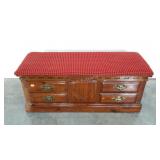Lane cedar chest,  padded top, finish damage as