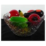 Glass center piece bowl with glass everlasting
