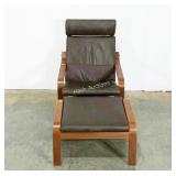 Leather Ikea cantilevered chair and stool, needs