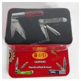 S & D Leopard pocket knives, new in decorative
