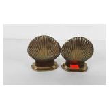 Brass seashell bookends, 5"