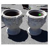 Pair of Concrete Planters. 14"
