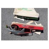 Two Cyclone Grass Seeders, canvas bags, shoulder