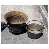 Two pc Brass lot. Heavy duty Handle Kettle, and