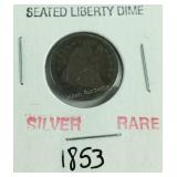 1853 seated liberty Dime