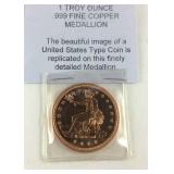 1 Troy ounce copper medallion