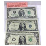 1976 $2note, 1957 silver certificate, 1963B Barr