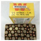 Ammo, Winchester 32 auto 71gr full metal case ,