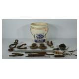 Tools, includes Crosby Laughlin hooks, 5 gallon