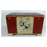 Jack and Jill toy chest, vinyl covered wood,