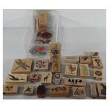 Storage bin of stamps, includes birds, floral,