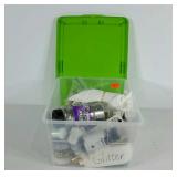 Craft supplies, glitter, in a 11 x 16 tote