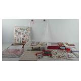 Storage bin of Christmas scrapbooking supplies,