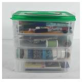 Snapware storage bin full of sharpies, thread,