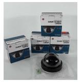 Four blinking red light dummy security cameras,