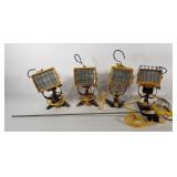 Group of shop lights/work lights, four with bases