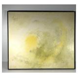 Large yellow abstract painting, signed W
