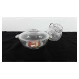 Glassware, includes milk white glasbake dish with