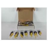Jewelry, box of unopened black and yellow feather
