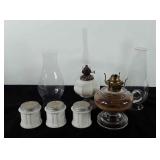 Glassware, includes three milk glass cold cream