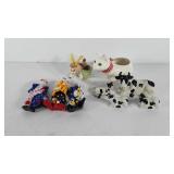 Mixed group, includes three porcelain clowns,